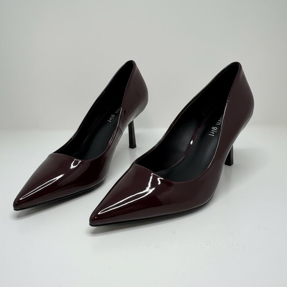 Madden Girl Brynnn Vamp Patent Pumps Pointed Toe Heels burgundy merlot SZ 8 - Picture 3 of 16